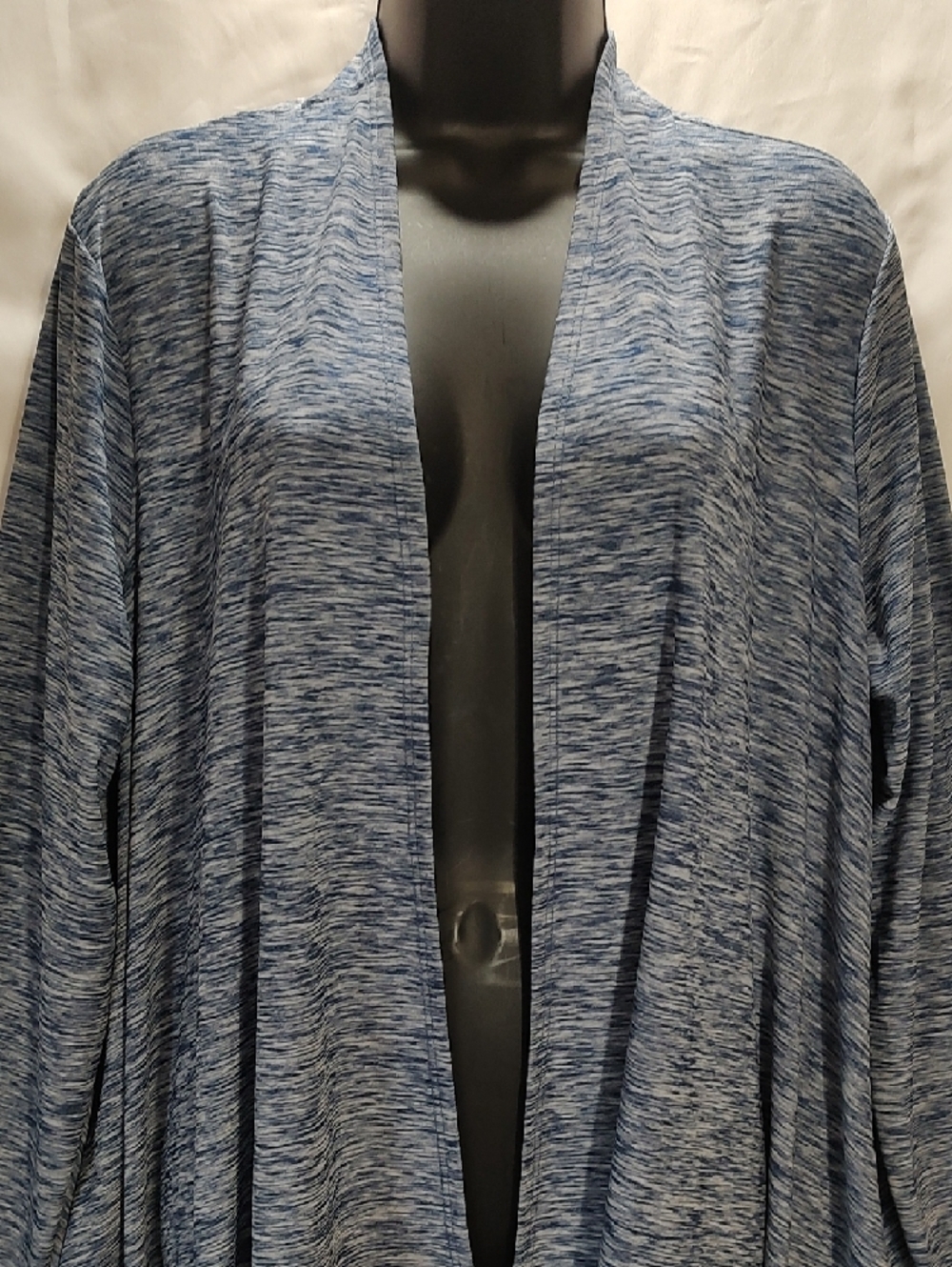 Attitudes by Renee Blue Marled Drape Open-Front Cardigan - Picture 2 of 9